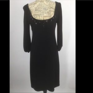 Karen Kane vintage style Med. Black Bejeweled Empire Waist Dress